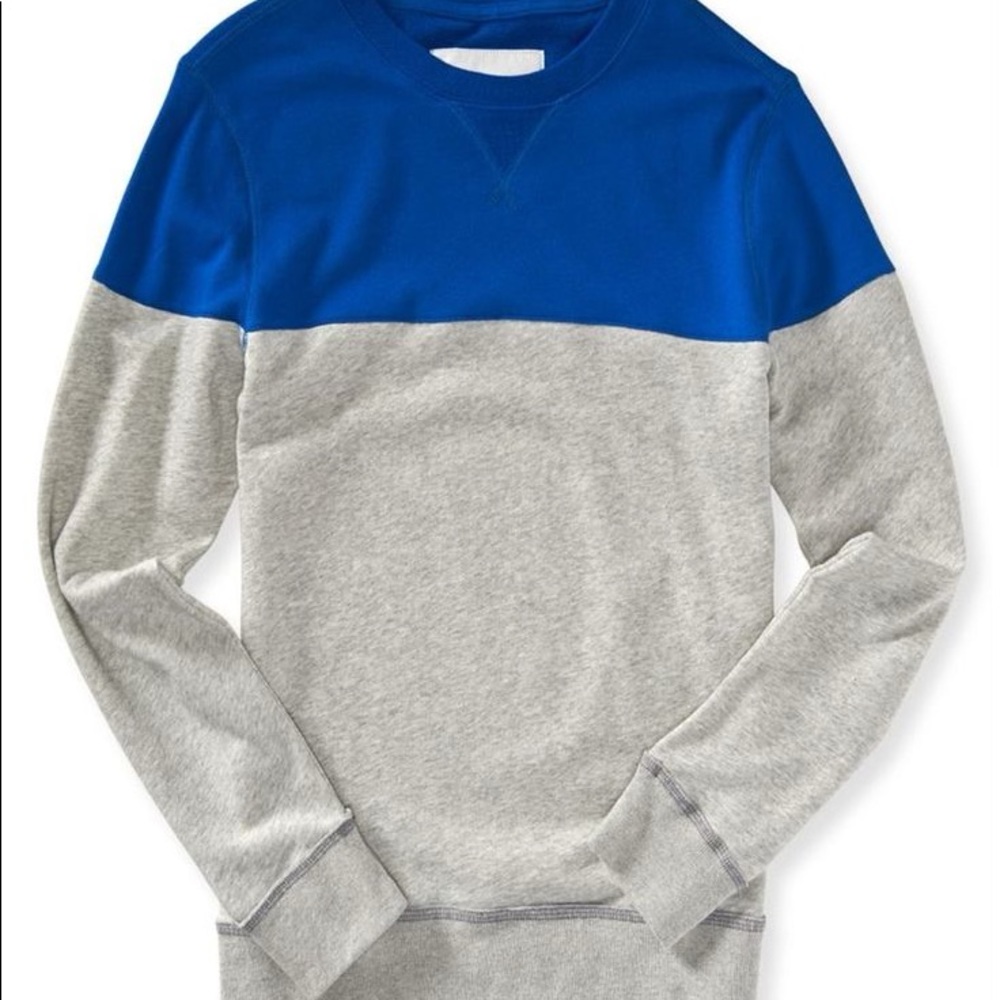 🎉HP! Aeropostale Men’s Blue and Gray Colorblock Sweatshirt
